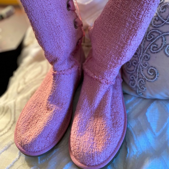 Pink Heirloom Lace Up Grosgrain Trim Boots pink 7 1/2 - Picture 7 of 9